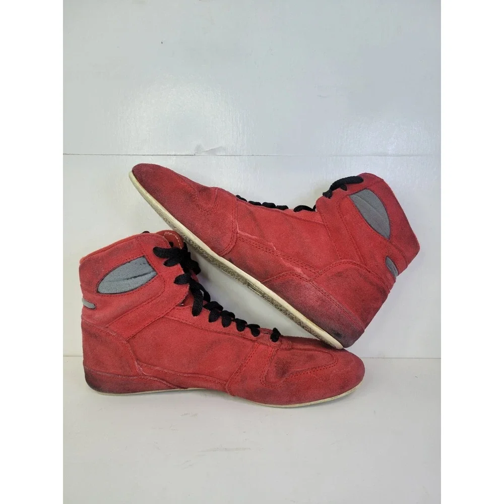 Mike DeAnna‎ Wrestling Shoes Vintage Red Men's Size 7.5 Iowa Lightning Bolt Rare
